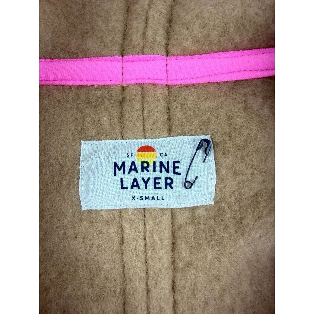 Marine Layer Sierra Sherpa Jacket XS Brown Fleece Neon Pink Trim Cozy Teddy - Picture 4 of 8